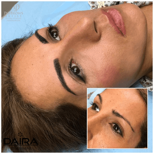 Microblading. Before and after correction. 