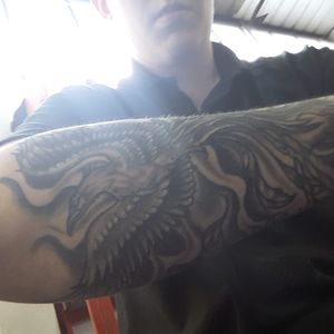 Black and white Phoenix. Done by Dan Markham in Newmarket at second skins  