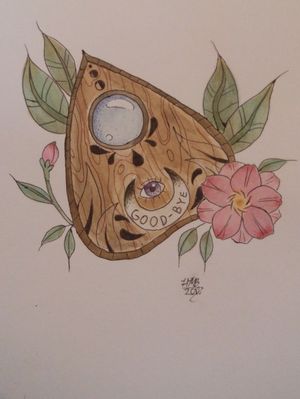My artwork (ig: @angry.vegan)#planchette #ouija #neotraditionaltattoo #neotraditionaltattoos  #neotraditional #witch #witchy #flower #flowers