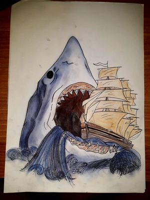 #shark #ship #drawing #sketch #colours #byMe