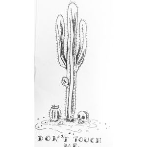 Don't touch me.#cactus #cacti #sonorandesert #tattoosketch  #cactustattoo #donttouchme #lineart #dotwork #punk #skull #saguaro #arizona #desert
