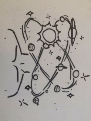 My artwork (ig: @angry.vegan)#space #planets #stars #lineart #blackwork 