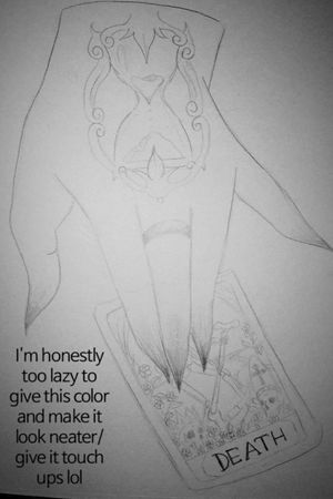 My artwork (ig: @angry.vegan) #hand #neotraditionaltattoo #neotraditionaltattoos #neotraditional #witch #witchy #tarotcard #tarot #death #skeleton #blackwork #hourglass