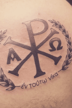 Chi Rho tattoo on my right shoulder
