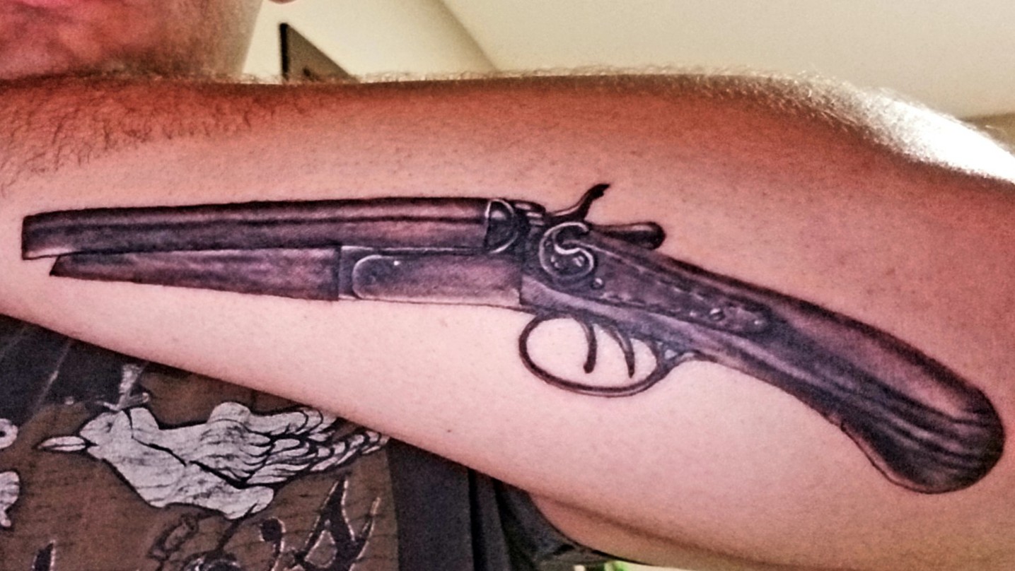 Double barrel shotgun tattoo