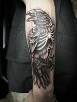 Fun piece I drew up and did! - #tattoo #raventattoo #raven #ribcage #bones #bird #birdtatto #neotraditional #greywash black and grey #aviantattoo #birds #tattooartists 