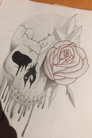 #Skull  #roses #tattoo #drawing