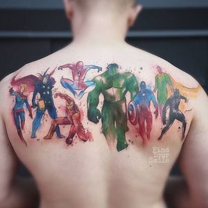 Marvel avengers watercolor tattoo (NMW)