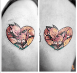 Nº675-676 #tattoo #tattoos #matchingtattoos #matchingtattoo #ink #inked #fox #foxtattoo #foxes #redfox #love #couple #stencilstuff #eztattooing #ezcartridges #dynamiccolor #eternalink #radiancolorink #cheyennetattooequipment #hawkpen #bylazlodasilva Design based on Teresa Ong's (aka @chopsticksroad ) art... follow her!
