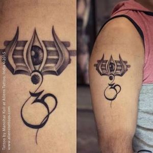 Artist: Manohar Koli, Aliens Tattoo, India #om #omtattoo #thirdeye #shivatattoo #Shiva #trishul #hindutattoo #religioustattoos #hindu #blackandgrey #blackandgreytattoo 