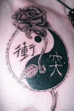 Ying yang and a rose with writting