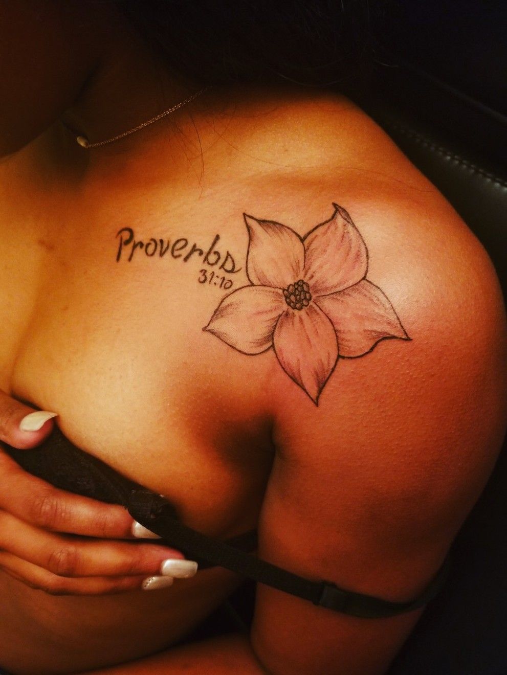 Proverbs 31 25 Spine Tattoo