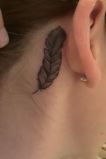 A delicate feather behind my right ear. I have always been a very strong willed and independant woman besides people in my life always putting me down and i got this as a symbol that i am free to choose what i want to do with my life, who i want to be, and every aspect of my life i have control over. To not let others try and tell me how to live. It's you're life, nobody gets to live it but you so live how you want to. 