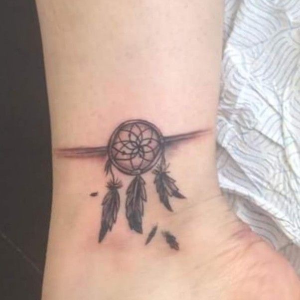 Small dream catcher ankle tattoo  Inside ankle tattoos Dream catcher  tattoo Anklet tattoos