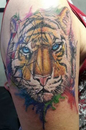 watercolor tattoo tiger