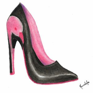 Flamingo heels. Made with colored pencils and soft pastels. 