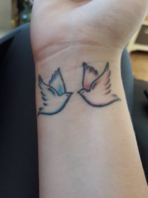 Bird tattoo. #birds #birdtattoo #bluebird #pinkbird #mumanddad #parent #bird 