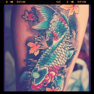 First tattoo :) Made by Ruslan Miftakhov. #koi #koifish #fish #fishtattoo #japanese #japanesetattoo #color #colorful 