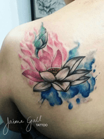 Water colour lotus (cover up) #watercolour #watercolourflowers #lotustattoo #linetattoo 