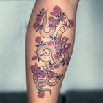 Tattoo by Mirko Sata #MirkoSata #satatttvision #linework #snake #snaketattoo #linework #reptile #serpent #roses #rose #flowers #floral #blood #redink