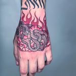 Tattoo by Mirko Sata #MirkoSata #satatttvision #linework #snake #snaketattoo #linework #reptile #serpent #fire #redink #whiteink