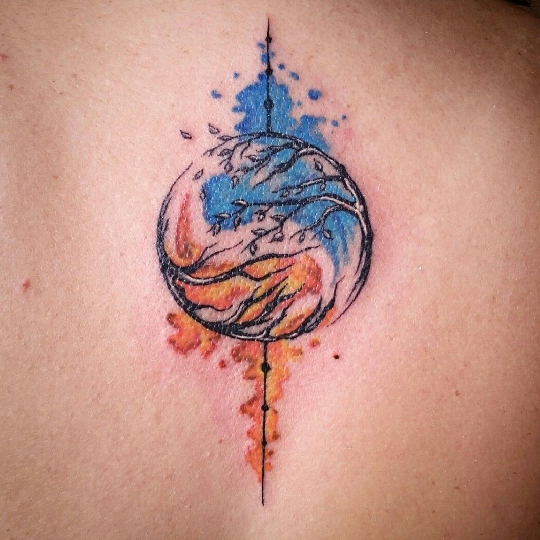 Buy Fire Water Yin Yang Tattoo Design Flames and Waves Tattoo by Online in  India  Etsy