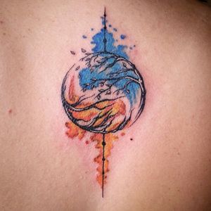 Water fire ying yang tattoo