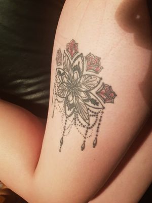 Mandala, thigh, rose