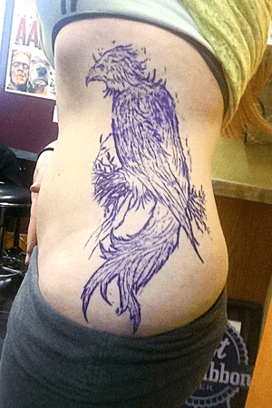 The stencil for my first large tattoo - phoenix.