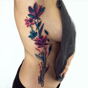 Cover up, watercolor flowers. 