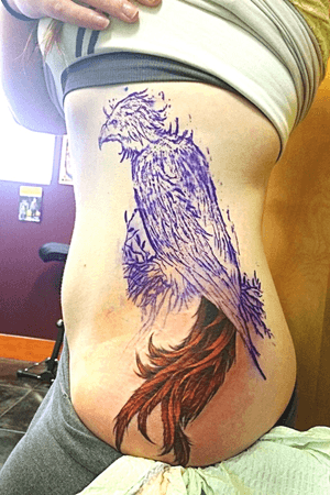 A little bit in to my first large tattoo - phoenix - single sitting