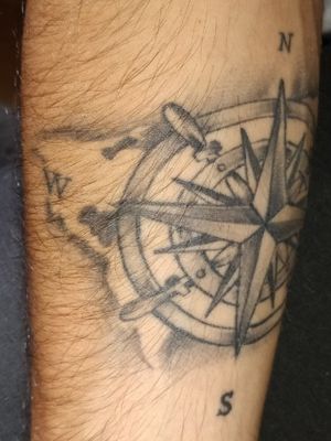 World Map & Compass (Right Side)