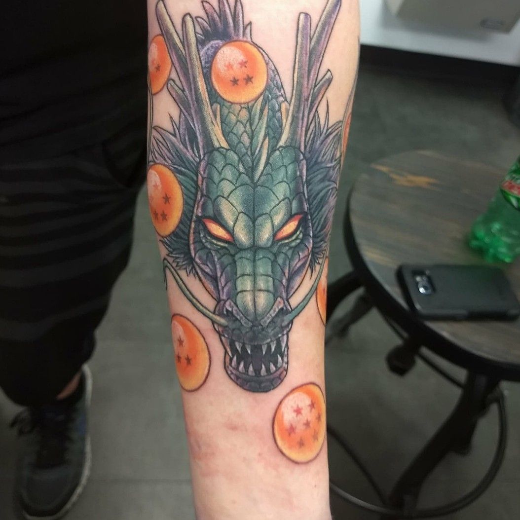 Kid Goku and Shenron chest piece just got finished a couple hours ago  Adrian  7th Street Tattoo in Little Rock AR  rdbz