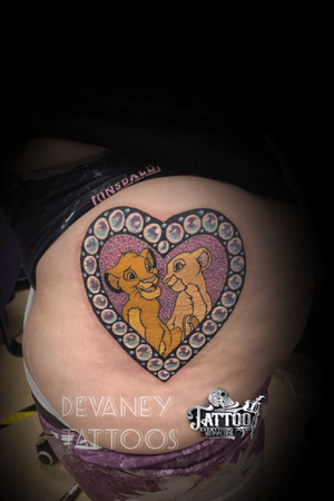 Cute disney puece i did at york tattoo convention 💜#tattooart #lionking #tattooartist #tattooconvention 