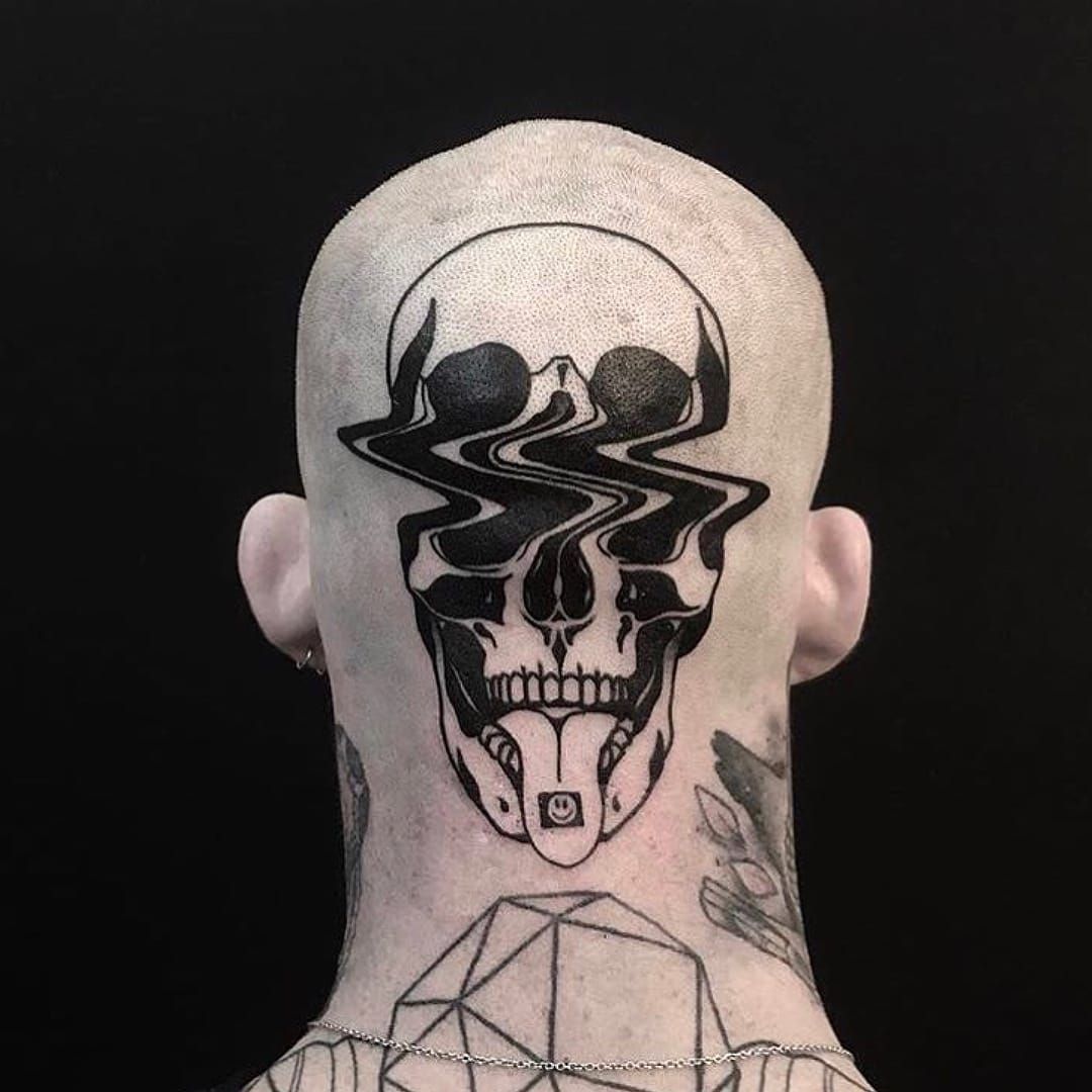 Painted Temple  Tattoos  Skull  Brennan Walker Psychedelic Linework