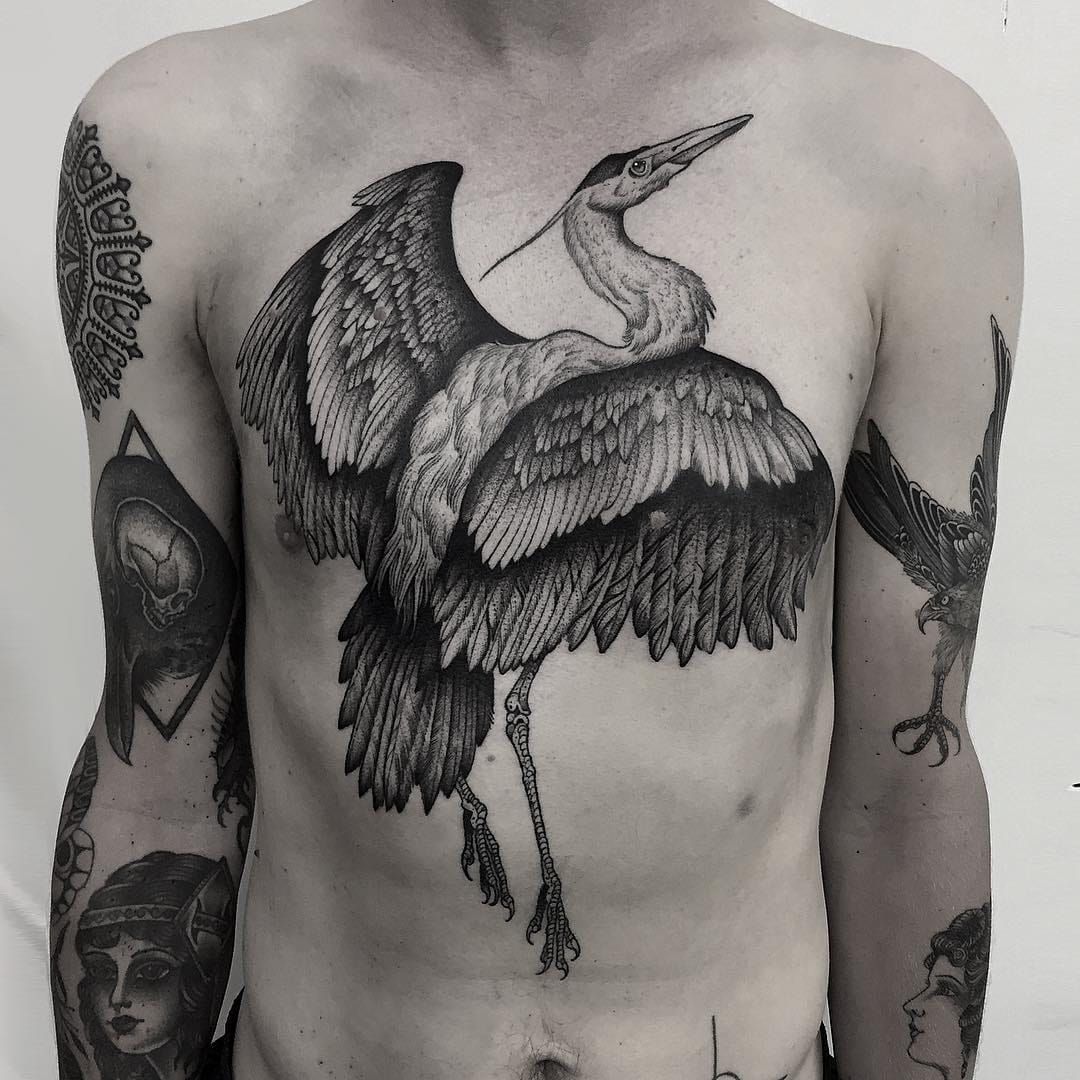 heron tattoo  Heron tattoo Reflection tattoo Crane tattoo