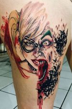 Trabalho Premiado na convencao: Tattoo Attack -Ribeirão Preto #DCTattoos #dccomics #jokertattoo #arlequina #harleyquinntattoo #coringa #watercolortattoos #watercolortattoo #watercolor 