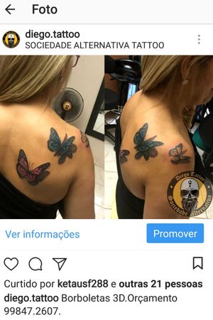 Tattoo borboleta 3D 