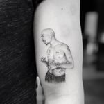 epic 2PAC tattoo by Mr K #MrK #blackandgreytattoos #illustrative #realistic #realism #tupac #tupacshakur #singer #rapper #famous #musictattoo #watch #portrait #fineline