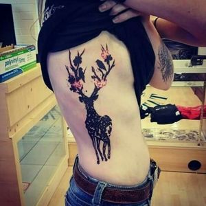 In progress deer..flowers colored next session @ ink by farr Graham Wa