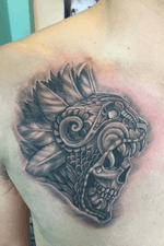 Quetzalcoatl warrior, own design in greywash and white ink