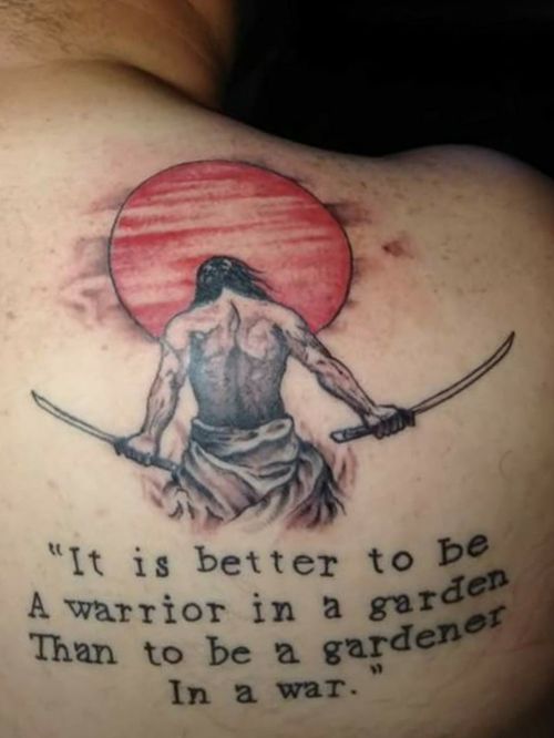 Samurai done on my right shoulder... This was done by two different artist 