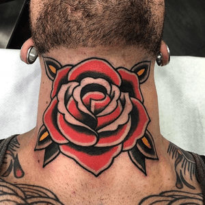 Rose Throat Tattoo via Insta - chuligonzaleztattooer       #rose #throat #throattattoo #rosetattoo #necktattoo #traditional #traditionaltattoo #ink #inked #tattooartist #TraditionalArtist #trad #classictattoos #tattooart #artwork #art #tattoo #tatted #ChuliGonzalez 
