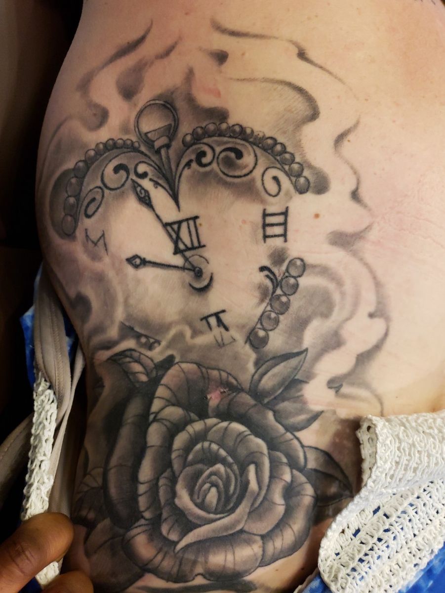 Tattoo uploaded by Rat City Tattoo • Clock and rose • Tattoodo