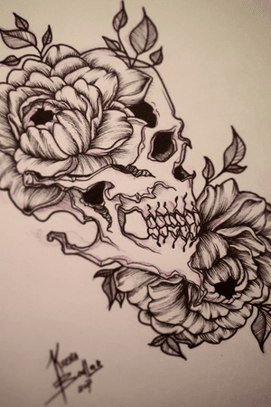 Skull and flowers. Romance difference