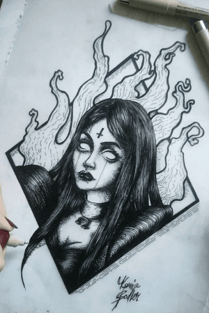 We?re all mad here #aliceinwonderland #alice #madness #fire #black #dots #lines #sketch