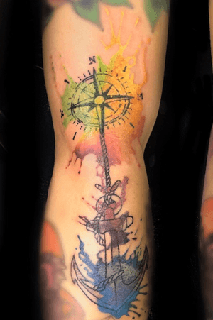 #kaorigizmo #tattoo #入れ墨 #paint #tattooartist #silentink  #kompas #anchor #watercolor