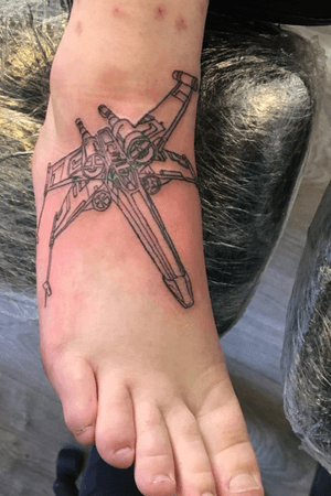 Star wars x-wing starfighter on my foot