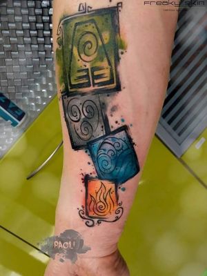 #tattoo #4elementsoflife #4elements #fire #air #water #earth #family #watercolortattoos #paoli
