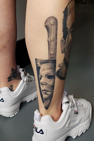 Healed pic of this horror leg I'm working on. #tattoo #tattoos #tattooed #blackandgreytattoos #blackandgreytattoo #bng #bngtattoo #bnginksociety #bngink #wip #workinprogress #tattoolife #frankinstein #frankinsteinsmonster #tattooedgirls #tattooedchicks #tattooedwomen #girlswithtattoos #picoftheday #photooftheday #horror #horrortattoo #bmovie #realistictattoo #realismtattoo #tattoooftheday #instatattoo #inked #halloween #michealmyers 